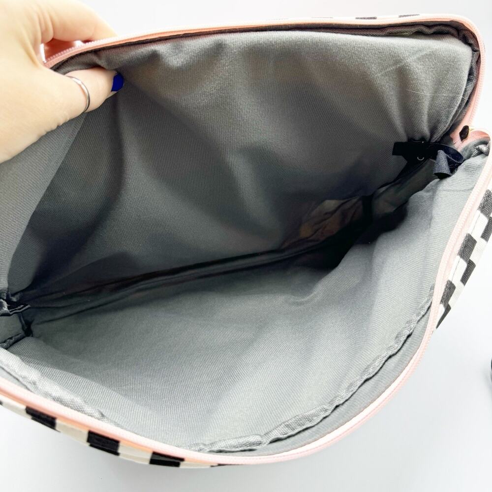 Matein 17 Laptop Bag Pink Black White Striped Padded RFID Bow Charm Lightweight - Picture 6 of 9